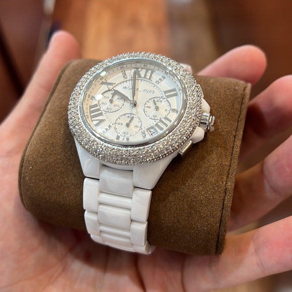 Michael Kors White Ceramic Crystal Watch - Picture 3 of 4
